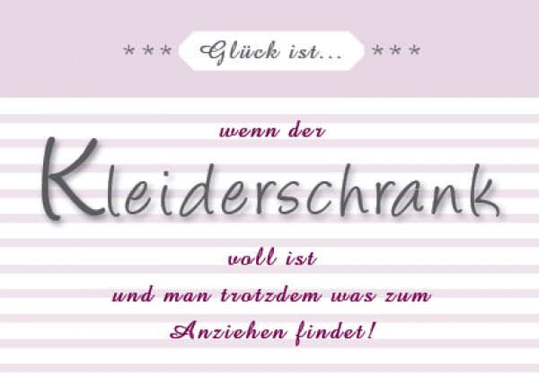 Postkarte Kleiderschrank, Glückskarte, Postkarte Kleiderschrank von Glück ist...