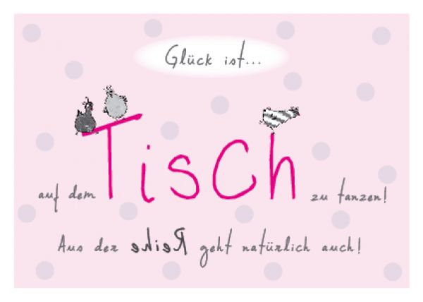 Postkarte Tisch, Glückskarte, Postkarte von Glück ist...